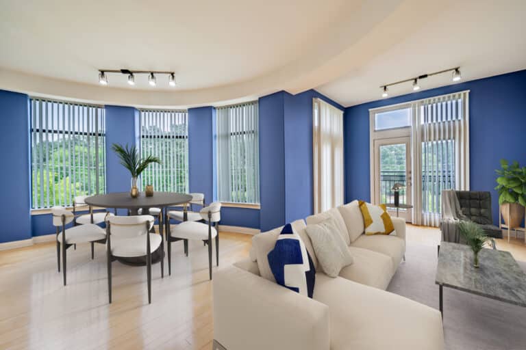 Our luxury apartments near Duke University spacious living room.